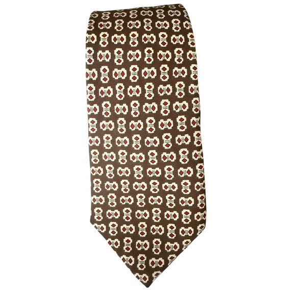 Polo Ralph Lauren Other - Polo Ralph Lauren Geometric Medallion Silk Tie Brown Handmade In USA Classic